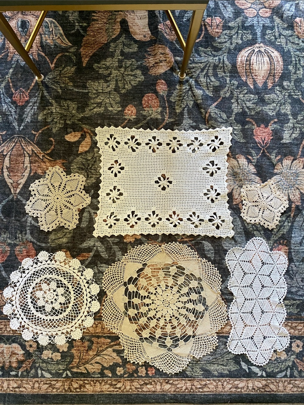 6 Vintage Handmade Doilies